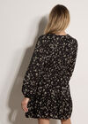 Floral Wrap Mini Dress, Black, large