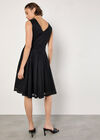 Metallic Pleat Skater Mini Dress, Black, large