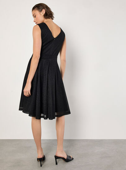 Metallic Pleat Skater Mini Dress