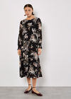 Silhouette Floral Chiffon Midaxi Dress, Black, large