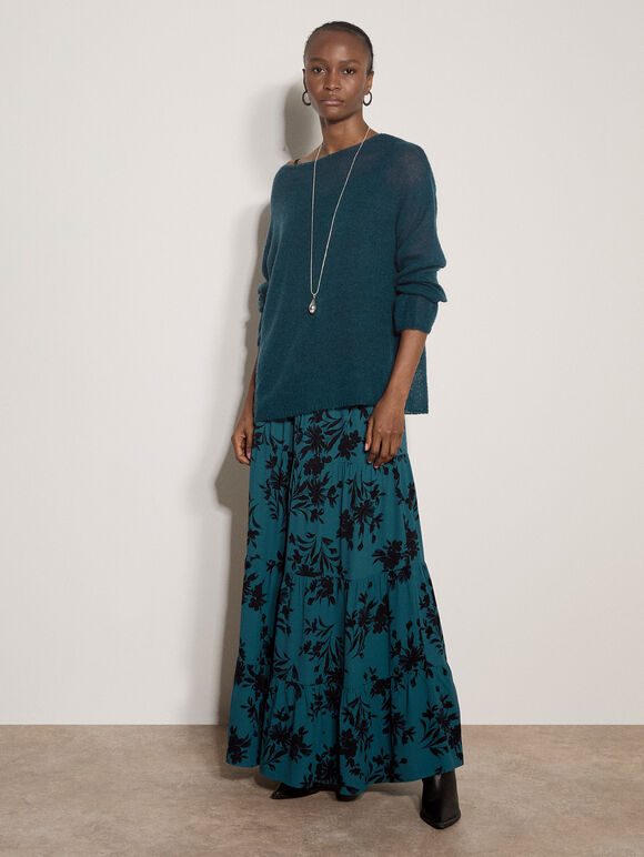 Lightweight Brushed Oversized Jumper, Teal, large