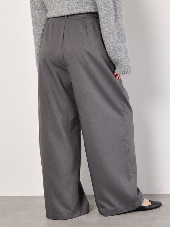 Wide-Leg Tailored Trousers, Dark Grey - Charcoal, large