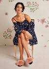 Botanical Print Tie Waist Kimono, Navy, large