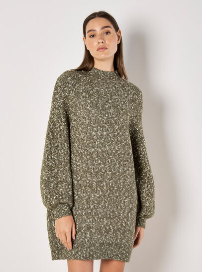 Flecked Knit Jumper Mini Dress