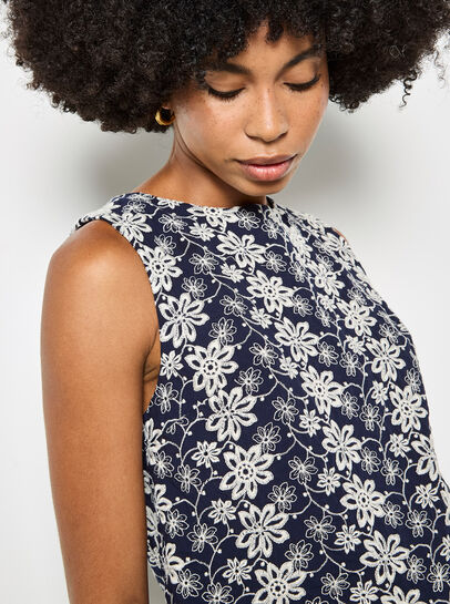 Floral Embroidered Shell Top