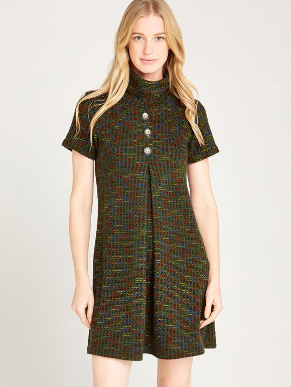 Green Inverted Pleat Dress, Green, large