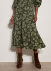 Folk Floral A-Line Midi Skirt, Green, large