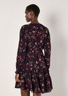 Leaf Print Mini Dress, Burgundy, large