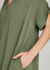 Khaki V-Neck Oversized Dress, Khaki, large