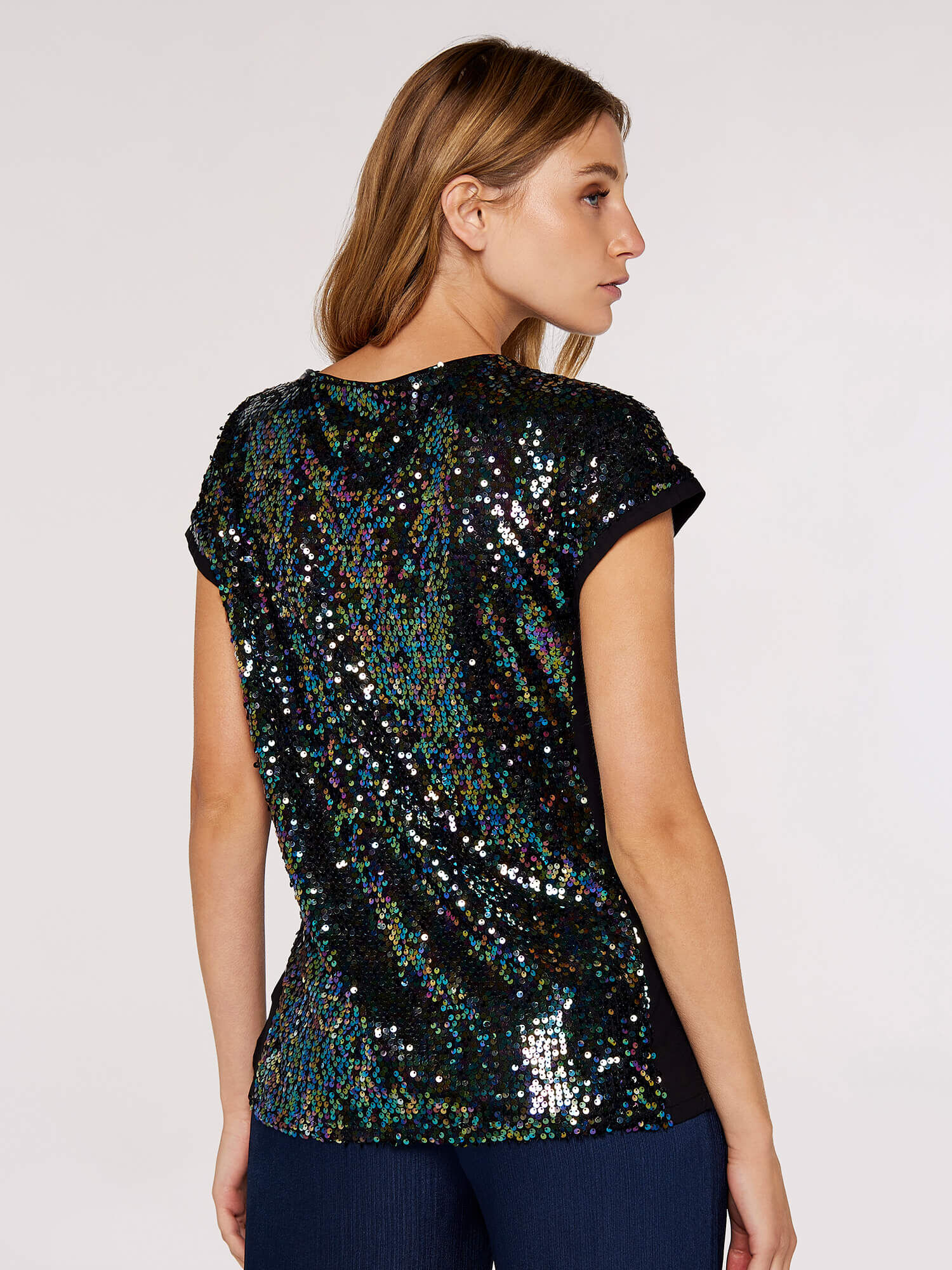 Black sequin t shirt online