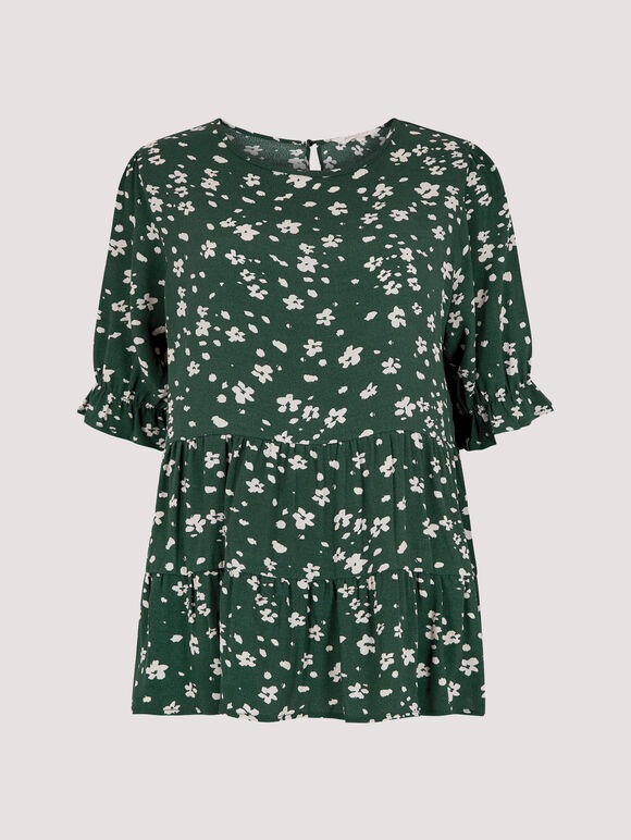 Ditsy Tiered Top, Green, large