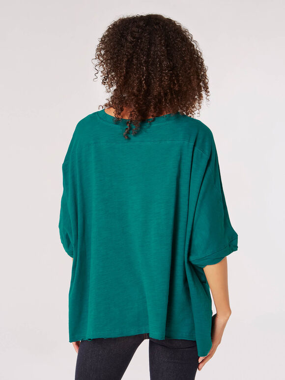 Cotton Jersey Waterfall T-Shirt, Green, large