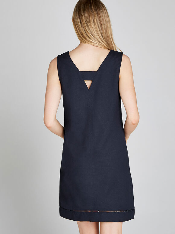 Lattice Edge Shift Dress, Navy, large
