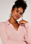 Ribbed Polo Shirt, Pink, large
