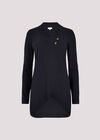 Wrap Hem Ribbed Tunic Top, Navy, large