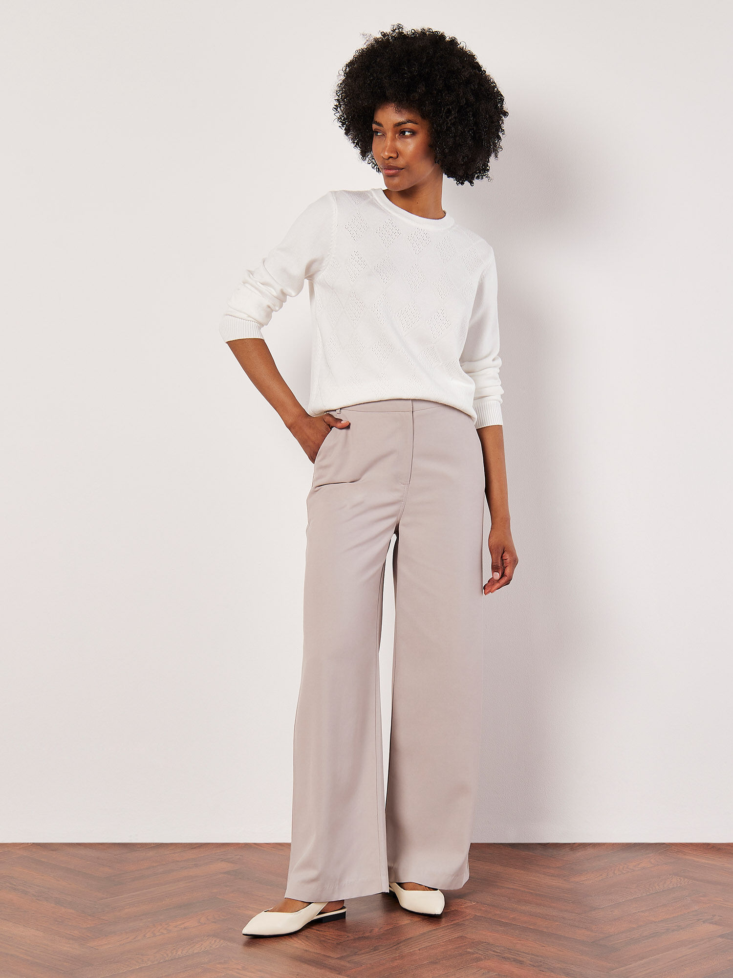 Tailored Straight Leg Trousers Apricot Clothing