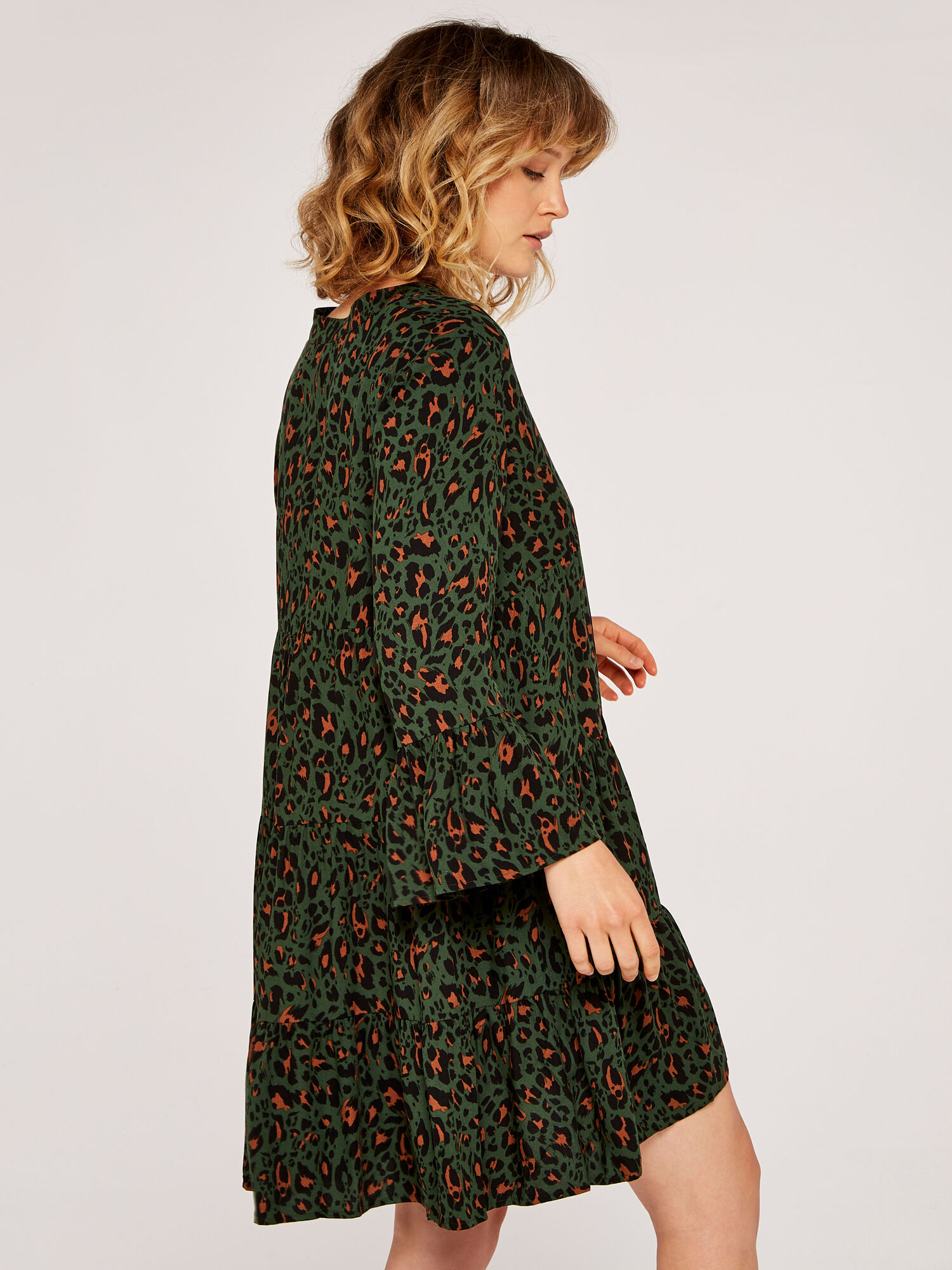 Leopard Print Dress Apricot Clothing