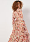 Abstract Animal Print Textured Midi Dress, Orange, large