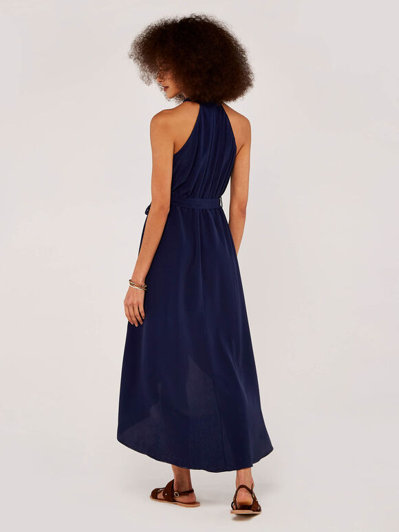 Halter Neck Dress, Navy, large