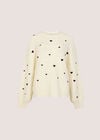 Embroidered Heart Jumper, Cream, large