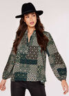 Ikat patchwork Blouse, Green, large
