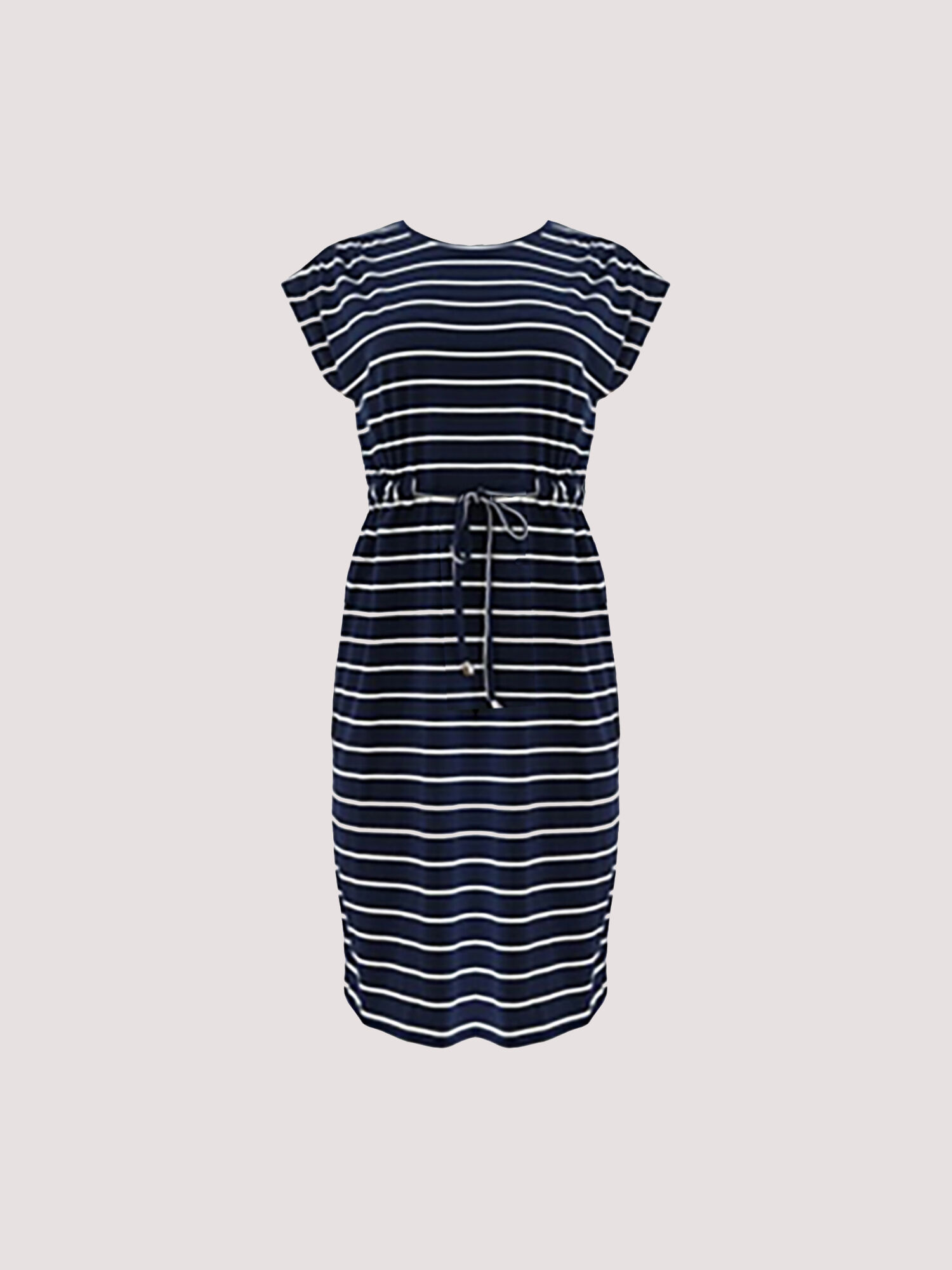 Stripe Drawstring Waist Mini Dress Apricot Clothing
