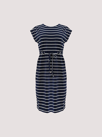 Stripe Drawstring Waist Mini Dress