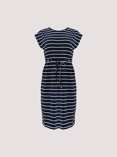 Stripe Drawstring Waist Mini Dress