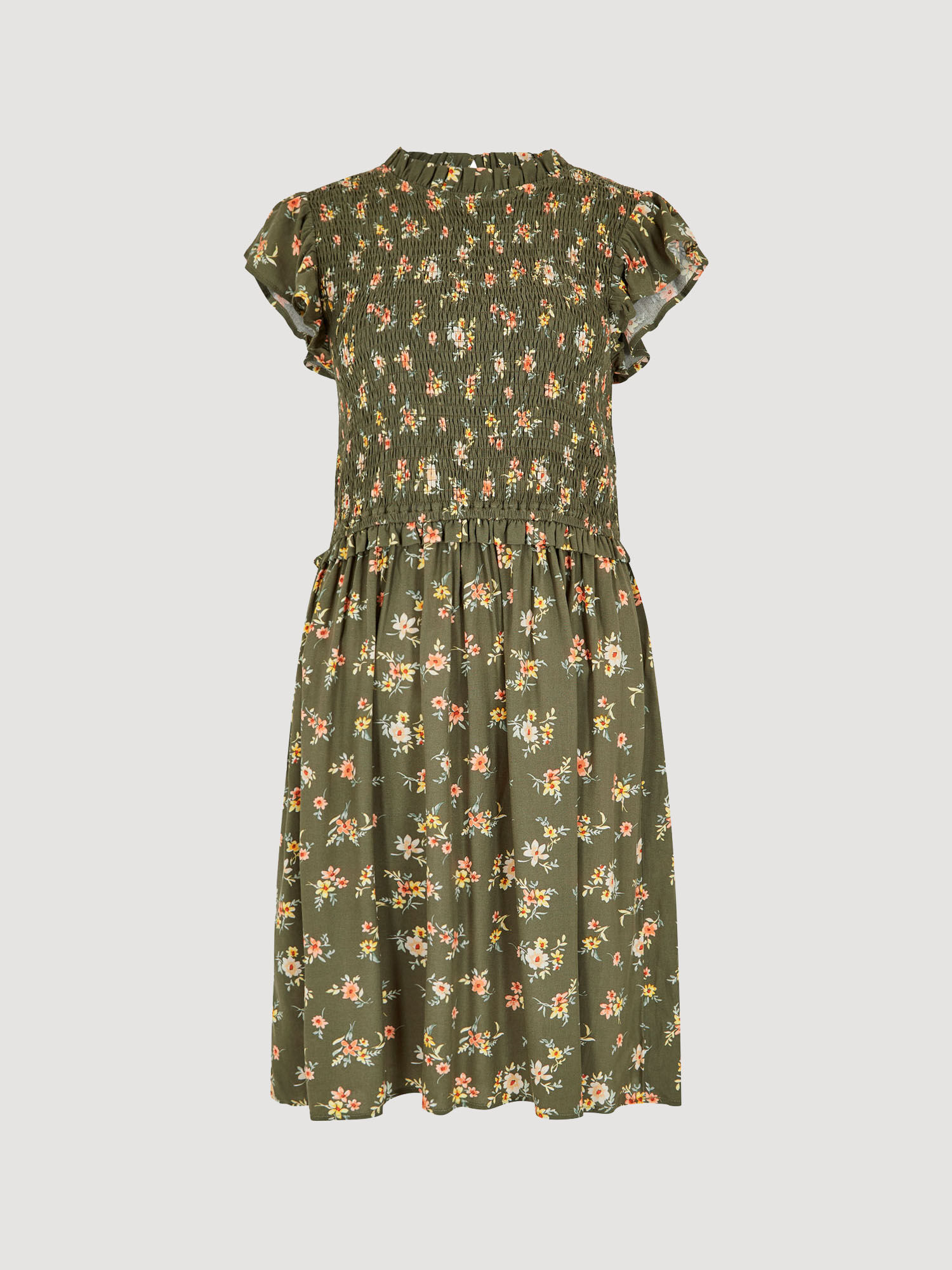 Khaki floral dress online