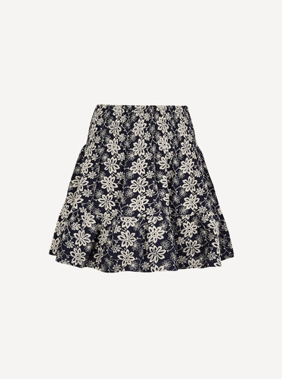 Floral Embroidered Cotton Mini Skirt