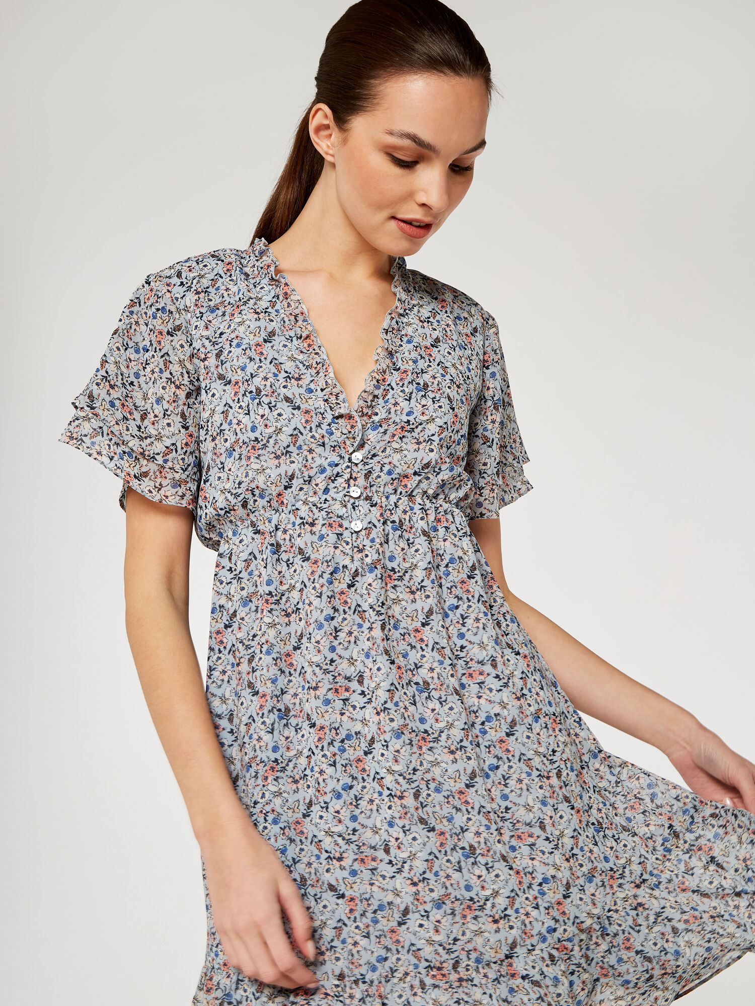Floral Angel Sleeve Dress