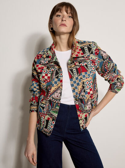 Colourful Card Tapestry Jacket