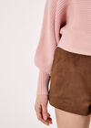 Batwing Ribbed Knit Crop Jumper, Pink, large
