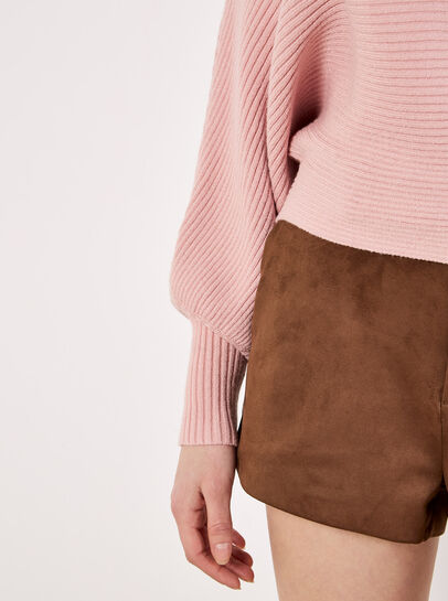 Batwing Ribbed Knit Crop Jumper