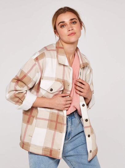 Check Button Down Shacket