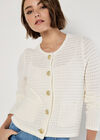 Waffle Knit Cardigan, Cream, large