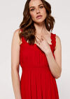 Check Smocked Midi Dress, Red, large