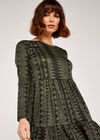 Soft Aztec Stripe Tiered Dress, Khaki, large