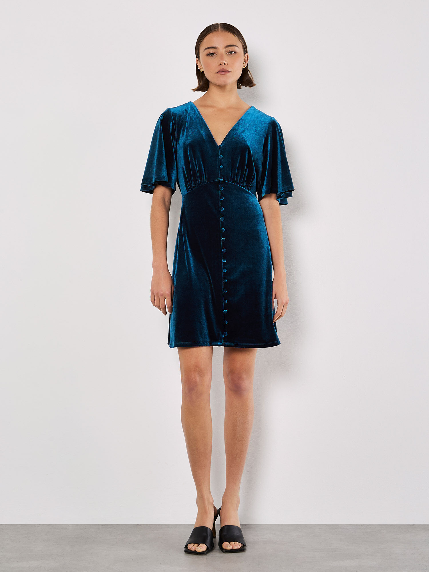 Velvet button down dress top