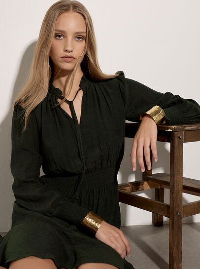 Ruffle Neck Mini Dress