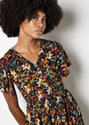 Botanical Floral Mini Dress, Navy, large