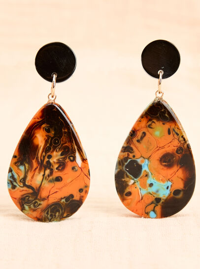 Acrylic Bead Marble Drop Earrings