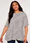 Curve Wild Dot Frill Sleeve Tiered Top, White, large