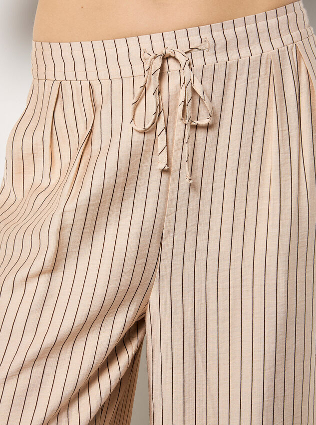 Pinstripe Wide-Leg Trousers, Stone, large
