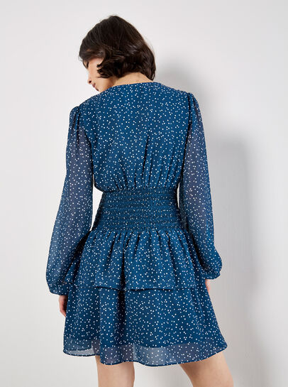 Spot Print Chiffon Mini Dress