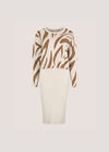 Zebra Jumper Knitted Midi Dress Set, Cream, large