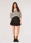 Tweed Box Pleat Mini Skirt, Black, large