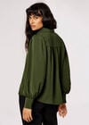 Balloon Sleeve Shirt, Green, large