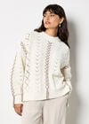 Pointelle Knit Lace Up Jumper, Cream, large