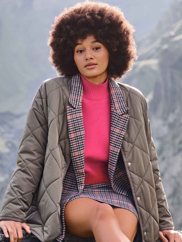 Heritage Warm Check Blazer, Brown, large